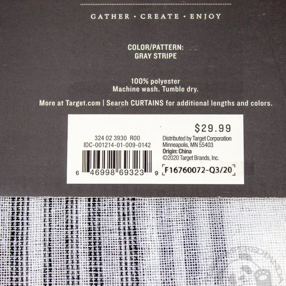 Hearth & Hand w Magnolia Sheer Gray Stripe Single Curtain Panel 95" x 54" A117 - Picture 3 of 3